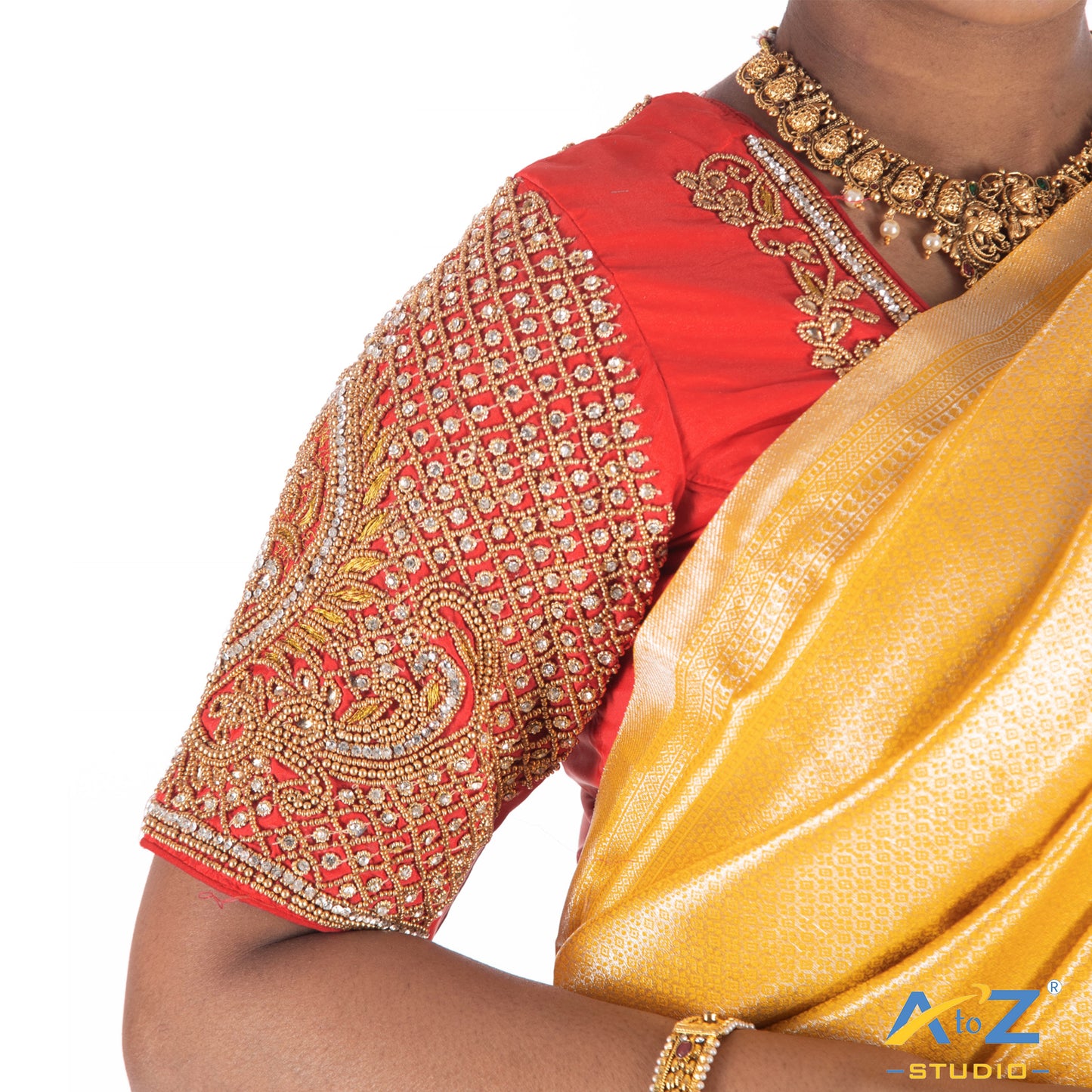 Magenta Pink Silk Cloth Blouse with Chain and kundan design Design