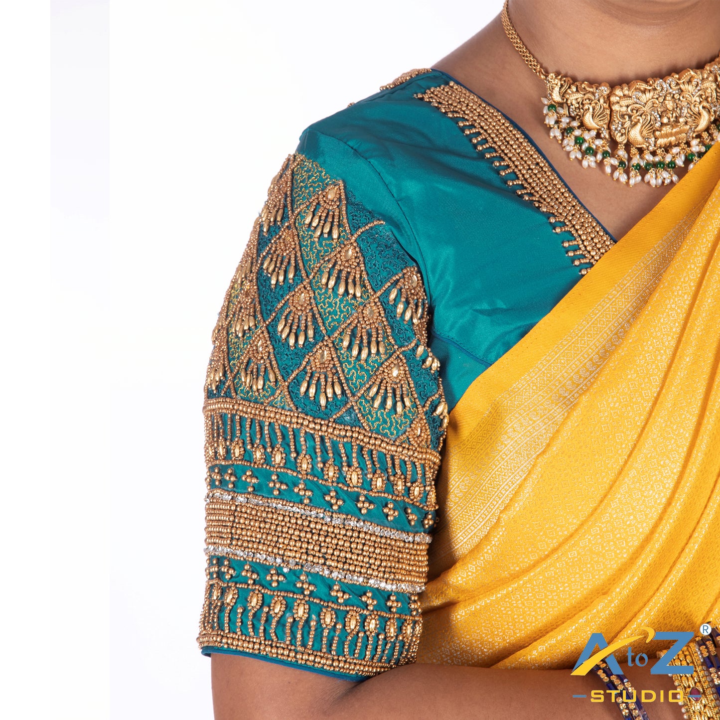 Dark Blue Silk Cloth Blouse with Kite Design