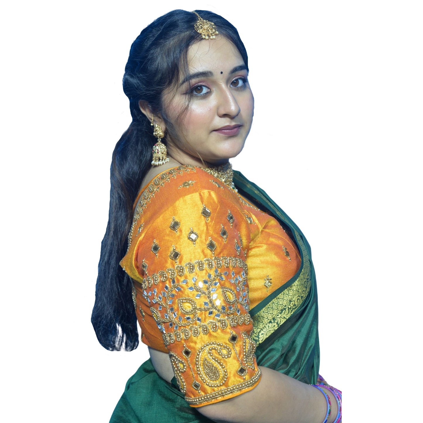 Mango Blouse with Kite & Mango Motifs, Dual Embroidery