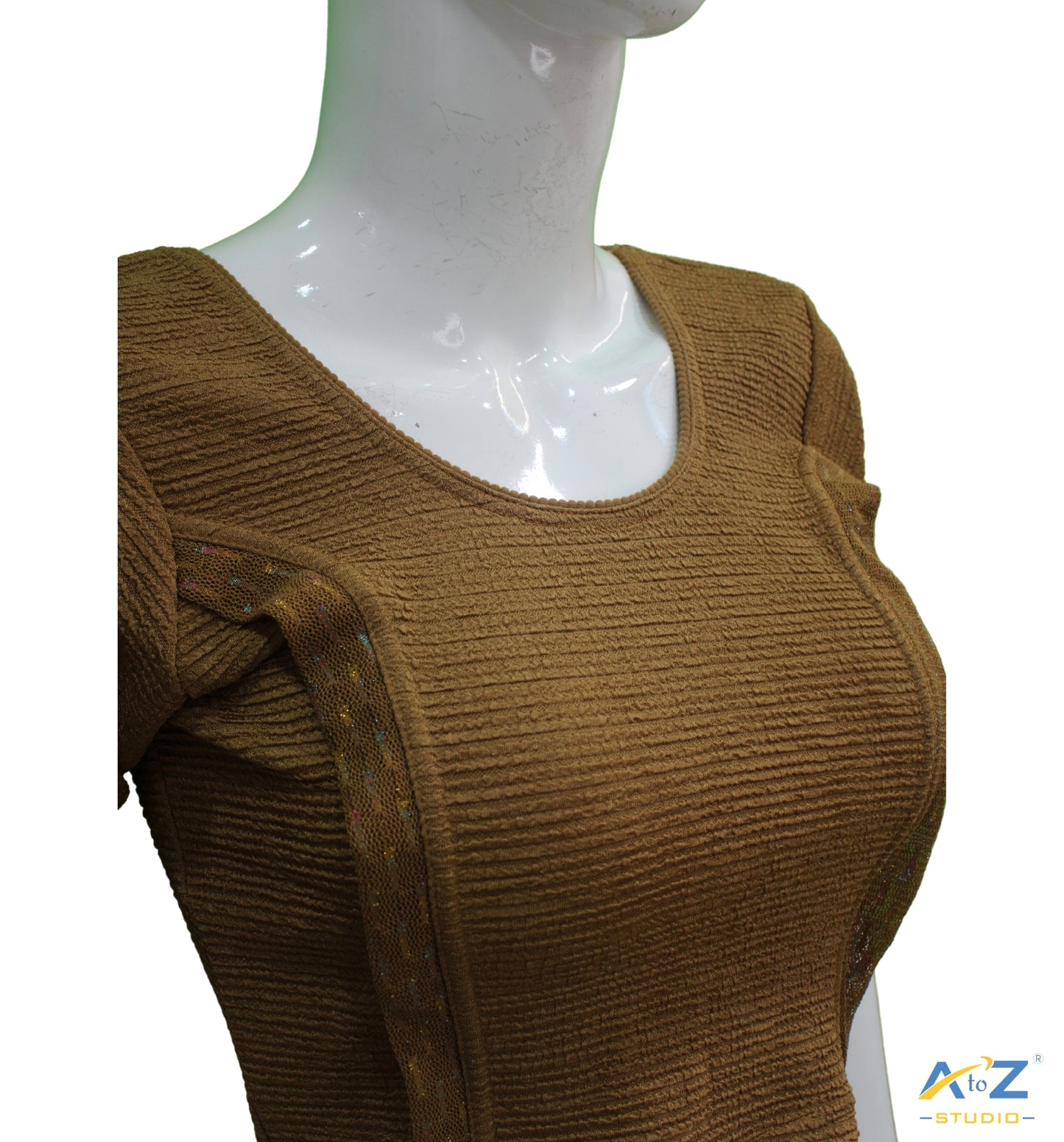 Light Coffee Crush Blouse with Tissue Lines