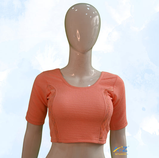 Light Peach Crush Blouse with Tissue Lines