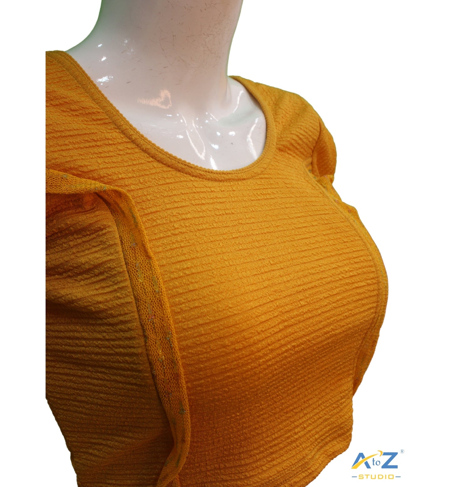 Mango Crush Blouse with Tissue Lines