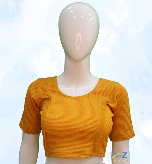 Mango Crush Blouse with Tissue Lines