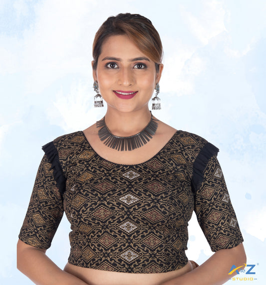 Black  Crush Blouse with Kite Print