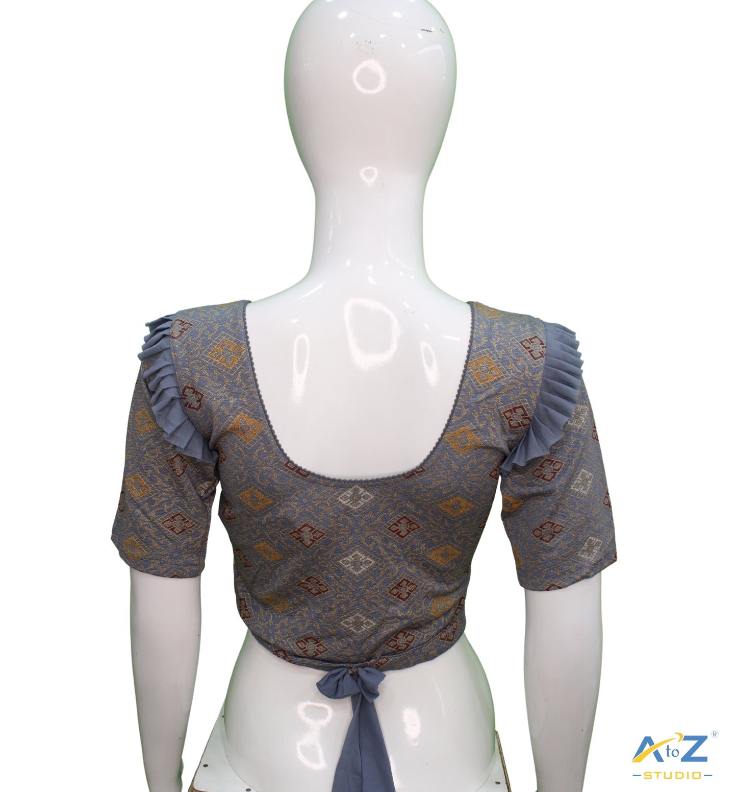 Grey  Crush Blouse with Kite Print