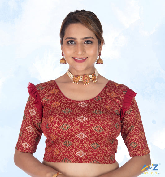 Maroon Crush Blouse with Kite Print