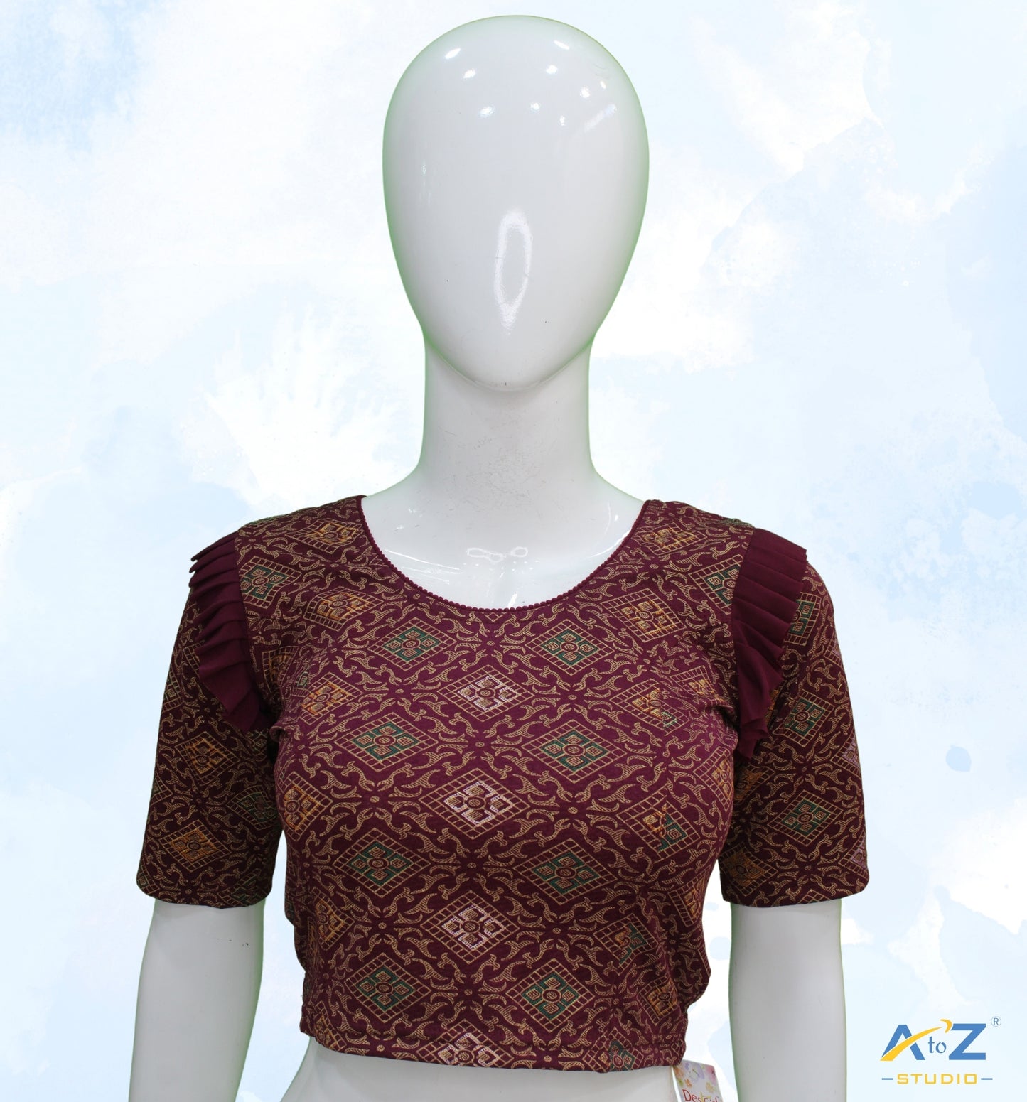 Wine  Crush Blouse with Kite Print