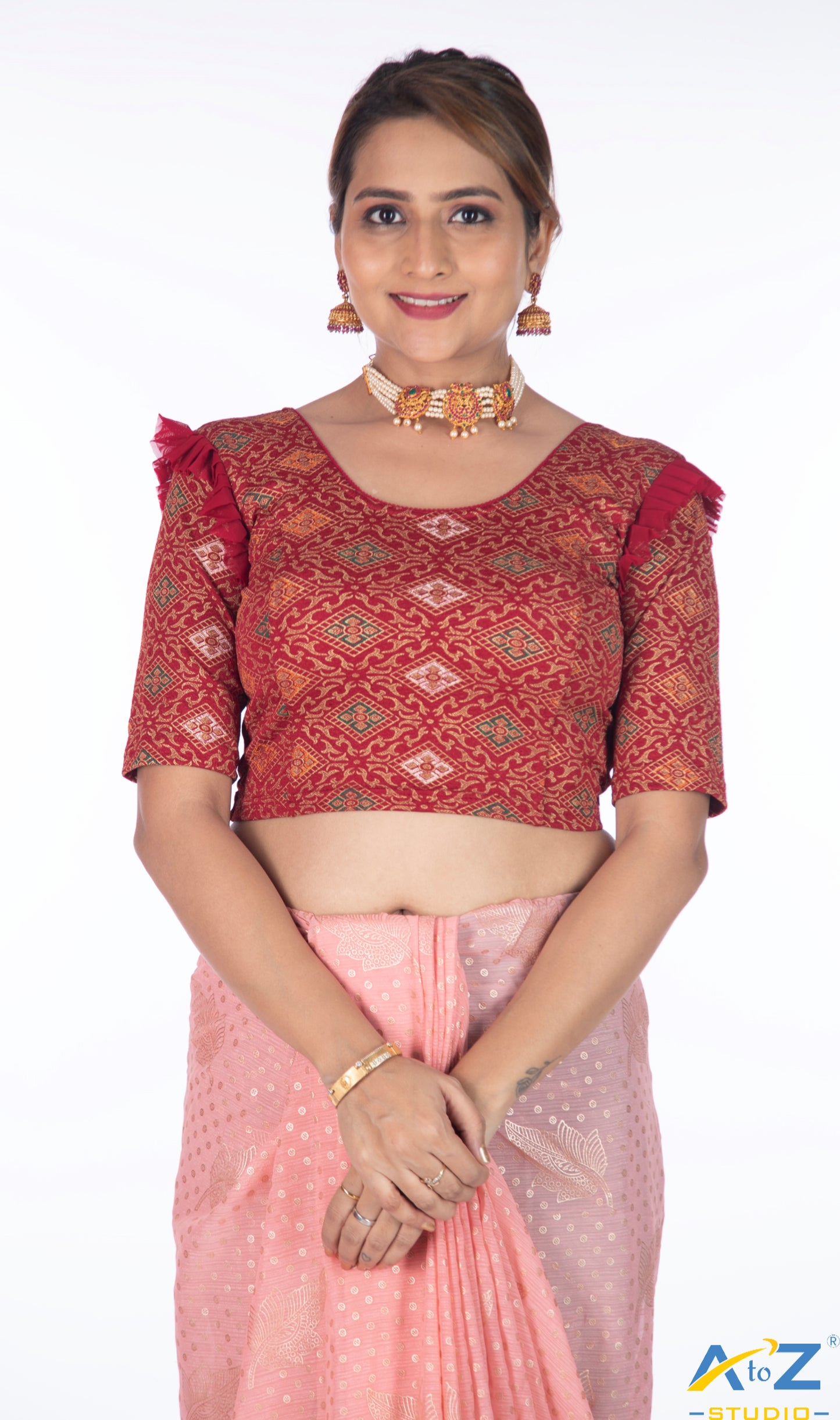 Maroon Crush Blouse with Kite Print