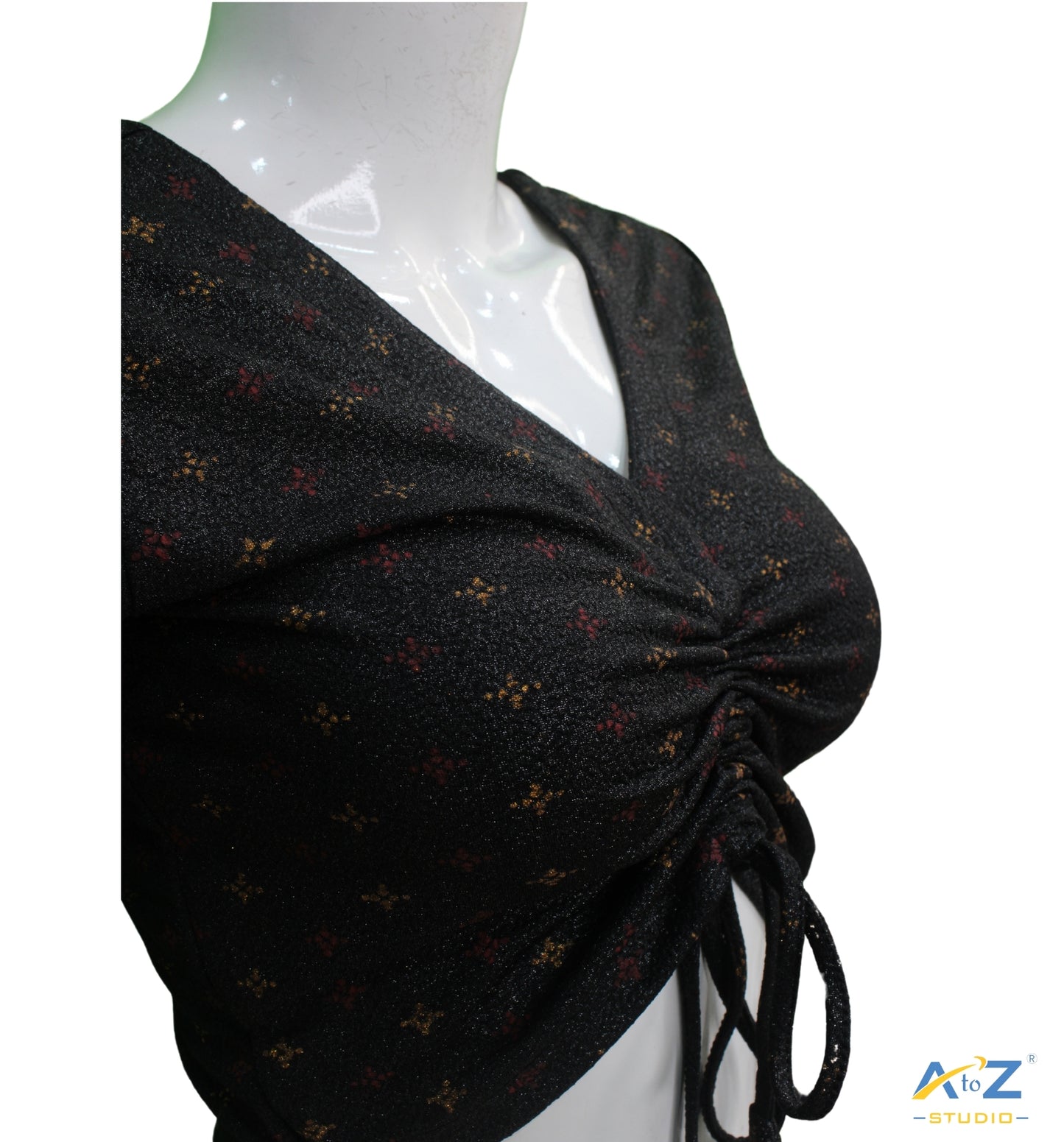 Black  Crush Blouse with Foil Print