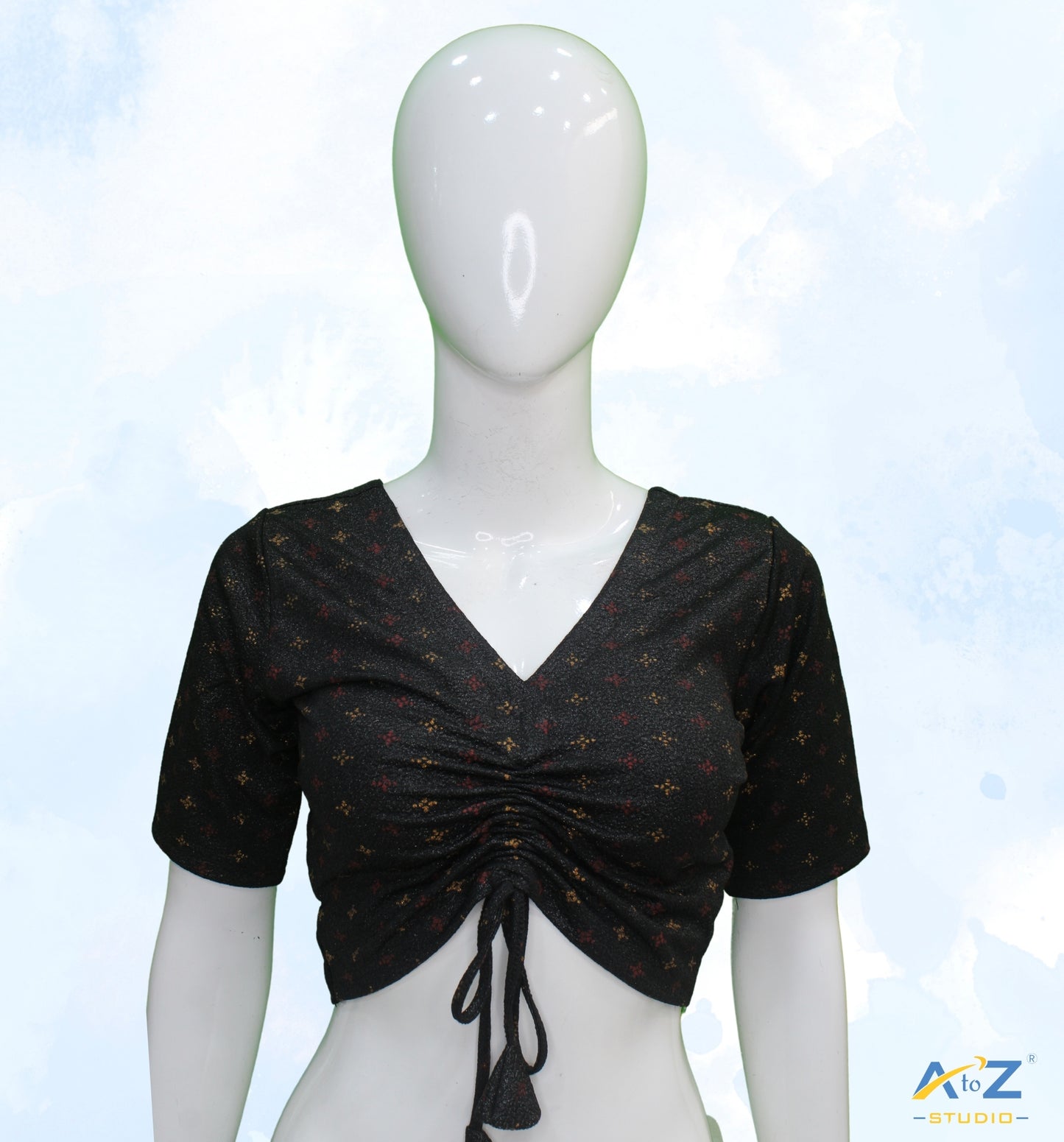 Black  Crush Blouse with Foil Print