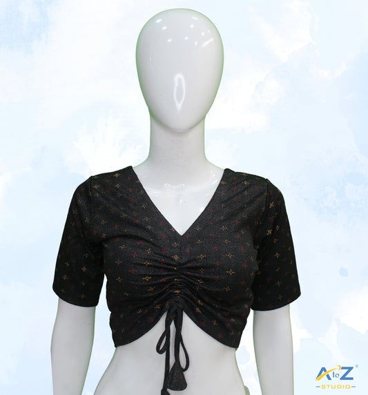Black  Crush Blouse with Foil Print
