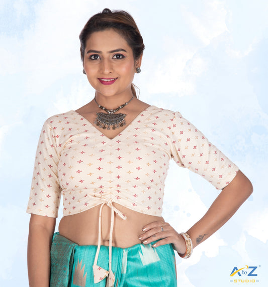 Cream Crush Blouse with Foil Print
