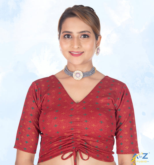 Maroon Crush Blouse with Foil Print
