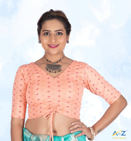 Peach Crush Blouse with Foil Print