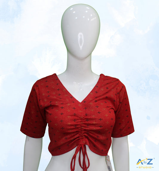Red Crush Blouse with Foil Print