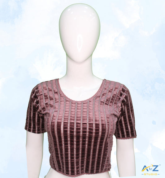 Dusty Rose Velvet Blouse with Silver Shimmer