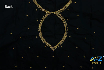 Black Silk Blouse Piece With Aari Work