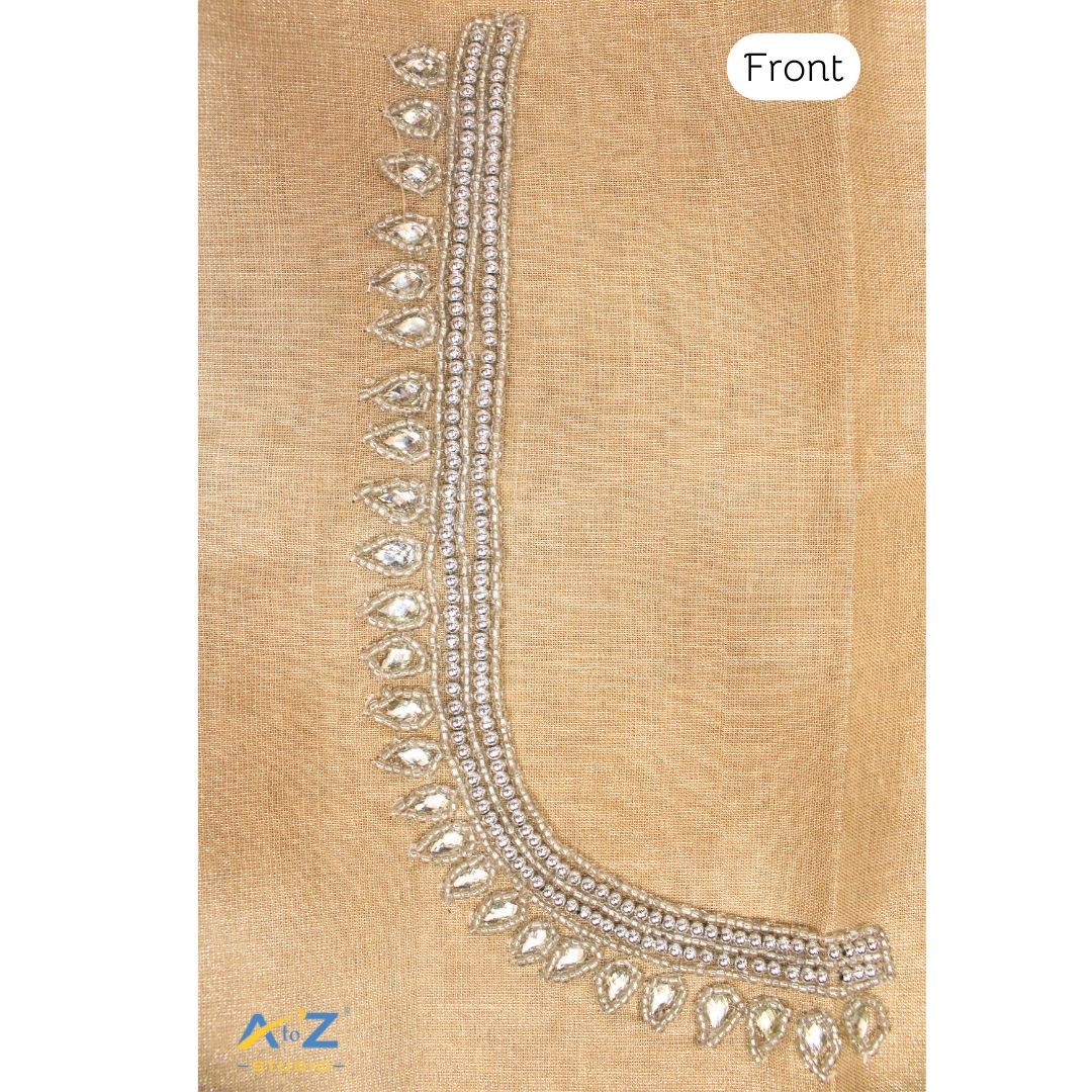 Skin Tissue (Silver Work) Blouse Piece With Aari Work