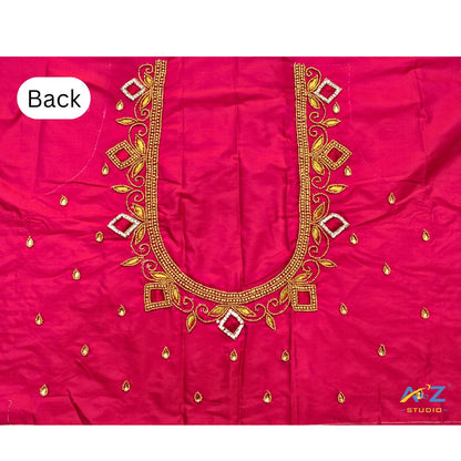 Rani Silk Blouse Piece With Aari Work