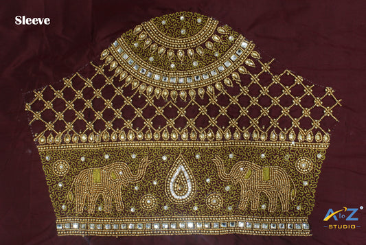 Light Brown Silk Blouse Piece With Aari Work