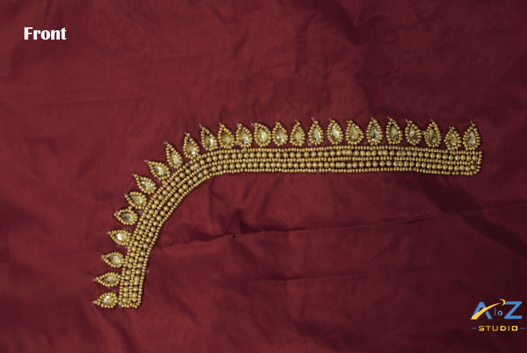Sindoor Red Silk Blouse Piece With Aari Work
