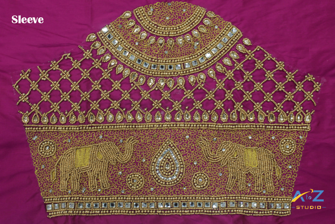 Fandango Silk Blouse Piece With Aari Work