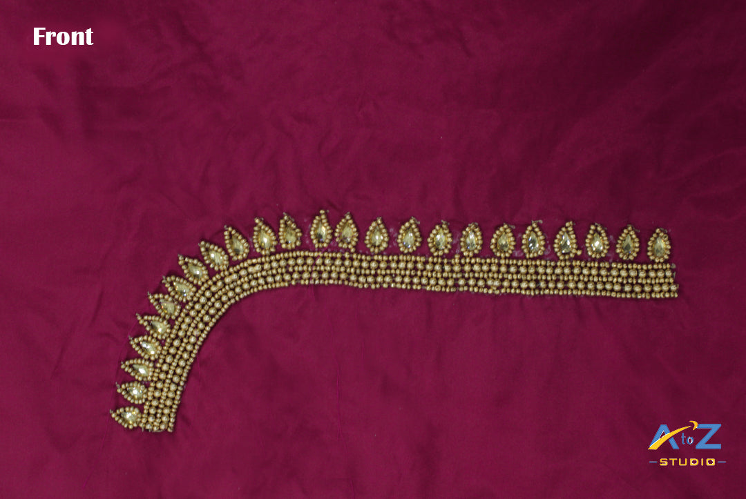 Magenta Silk Blouse Piece With Aari Work