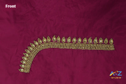 Magenta Silk Blouse Piece With Aari Work