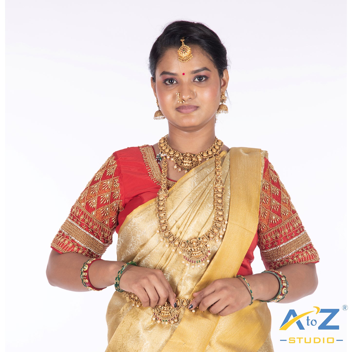 Red Silk Cloth Blouse with Kite Design