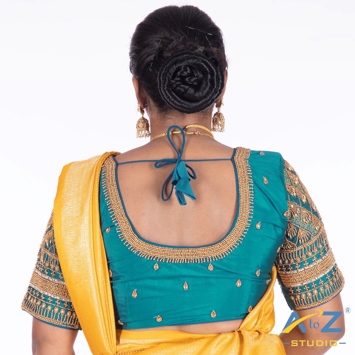 Dark Blue Silk Cloth Blouse with Kite Design