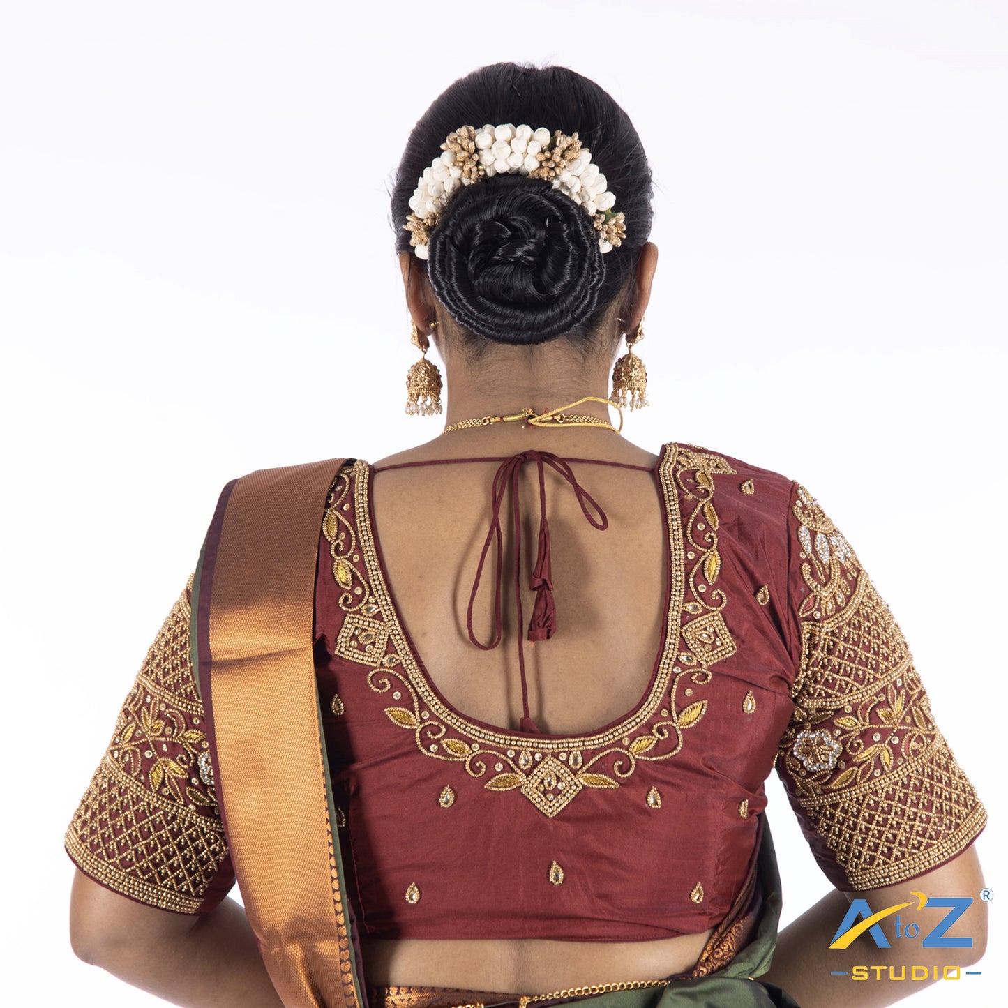 Maroon Silk Cloth Blouse with Rangoli design Design