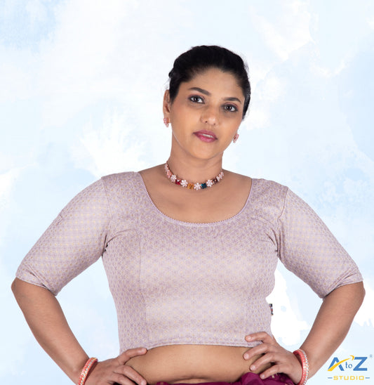 P Grey  Cotton Lycra Foil Print Blouse
