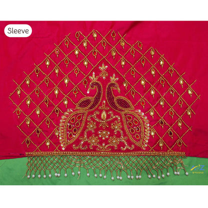 Rani Silk Blouse Piece With Aari Work