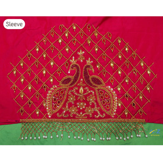 Rani Silk Blouse Piece With Aari Work