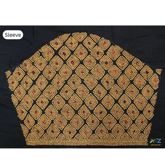 Black Silk Blouse Piece With Aari Work