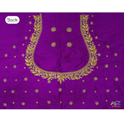 Violet Silk Blouse Piece With Aari Work