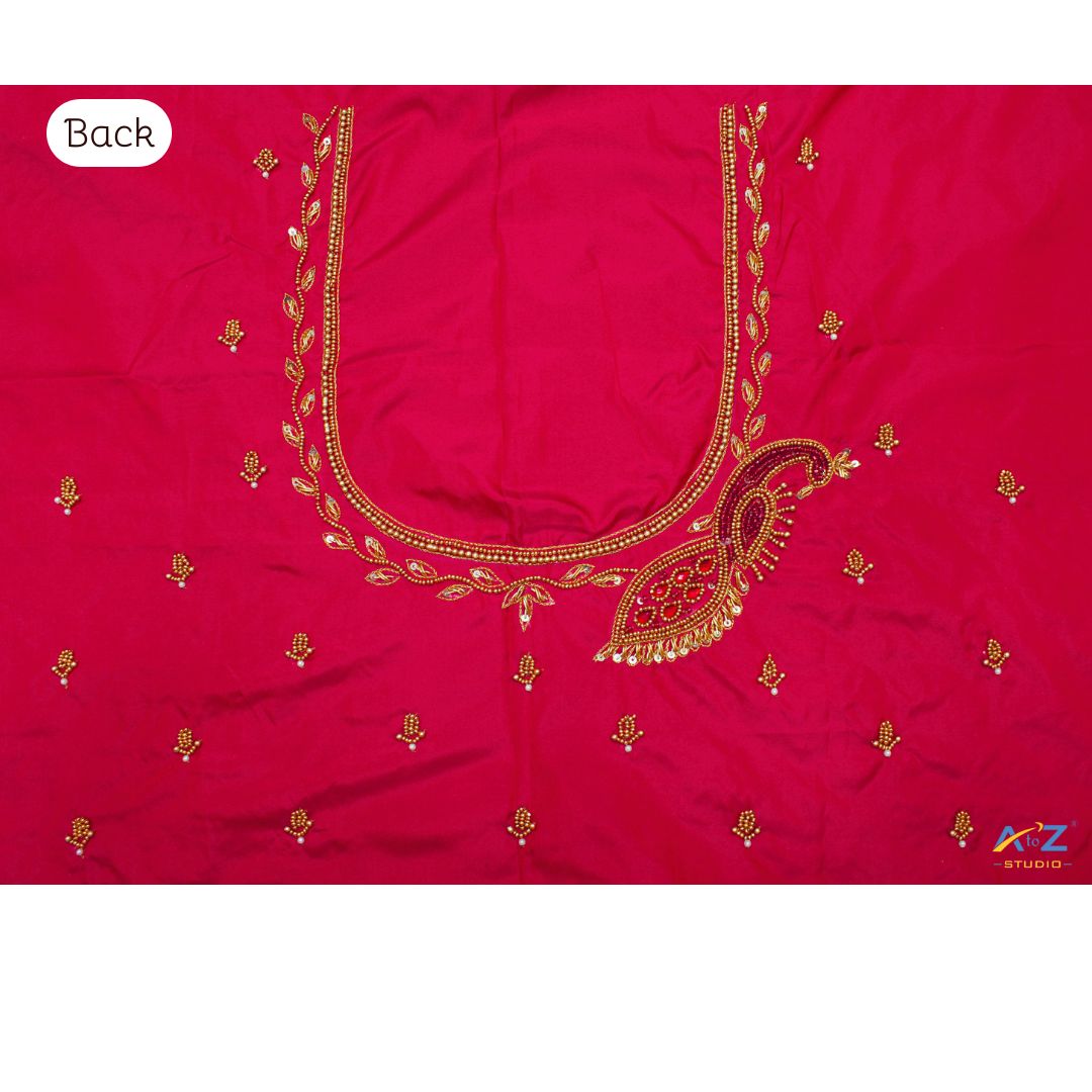 Rani Silk Blouse Piece With Aari Work