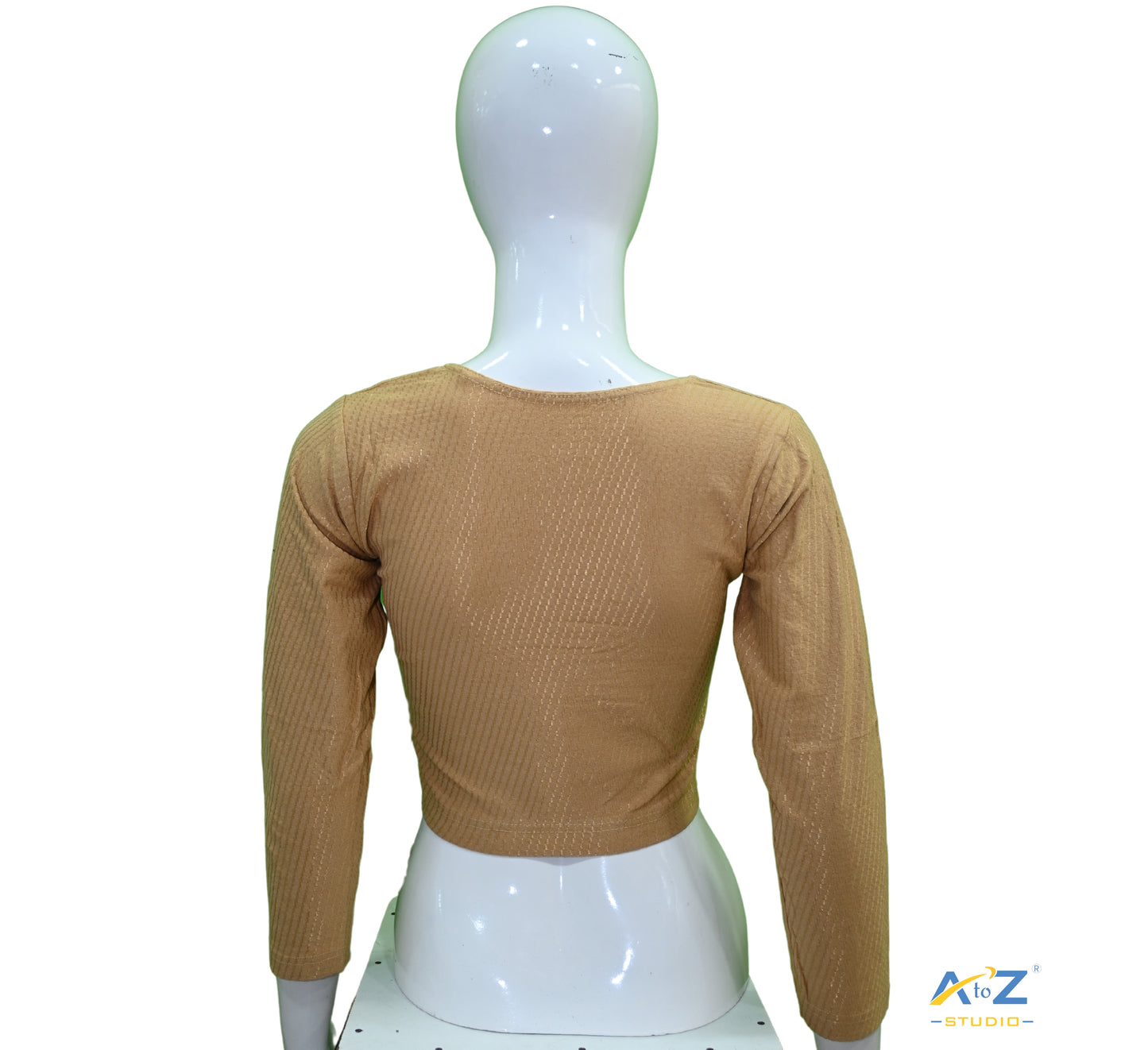 Chiku Cotton Lycra Blouse with Shiny Cross Lines