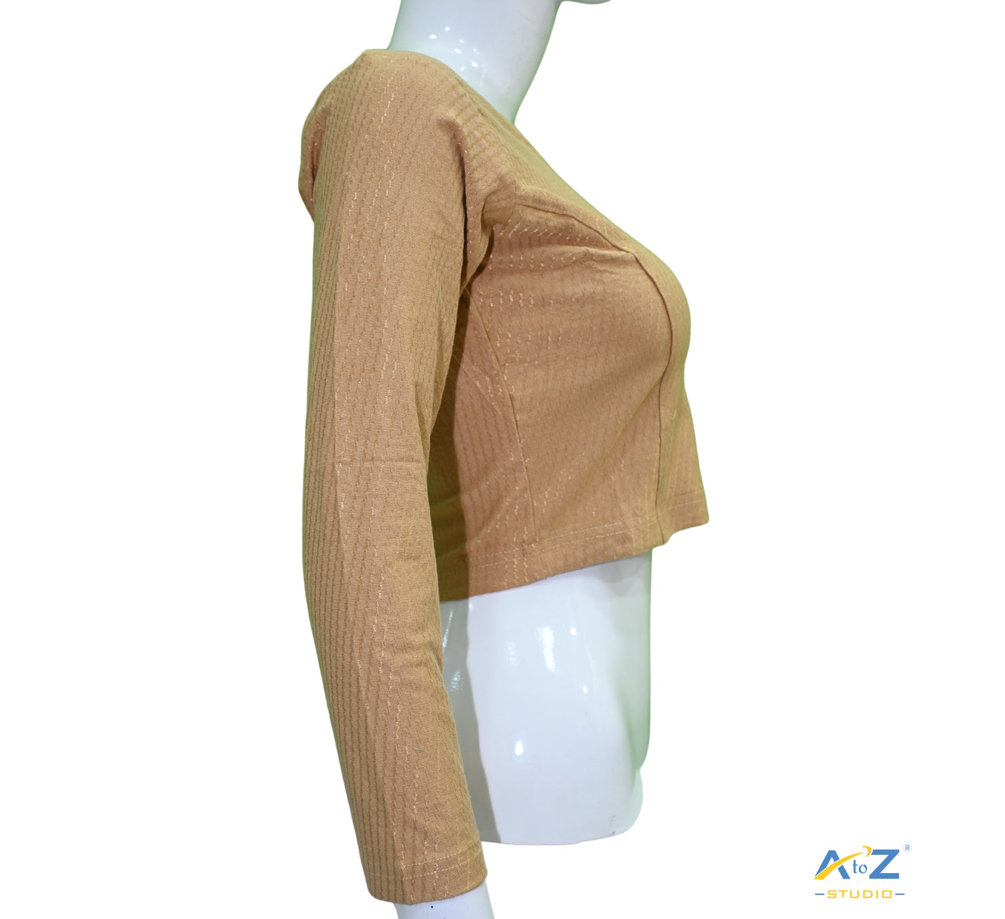 Chiku Cotton Lycra Blouse with Shiny Cross Lines