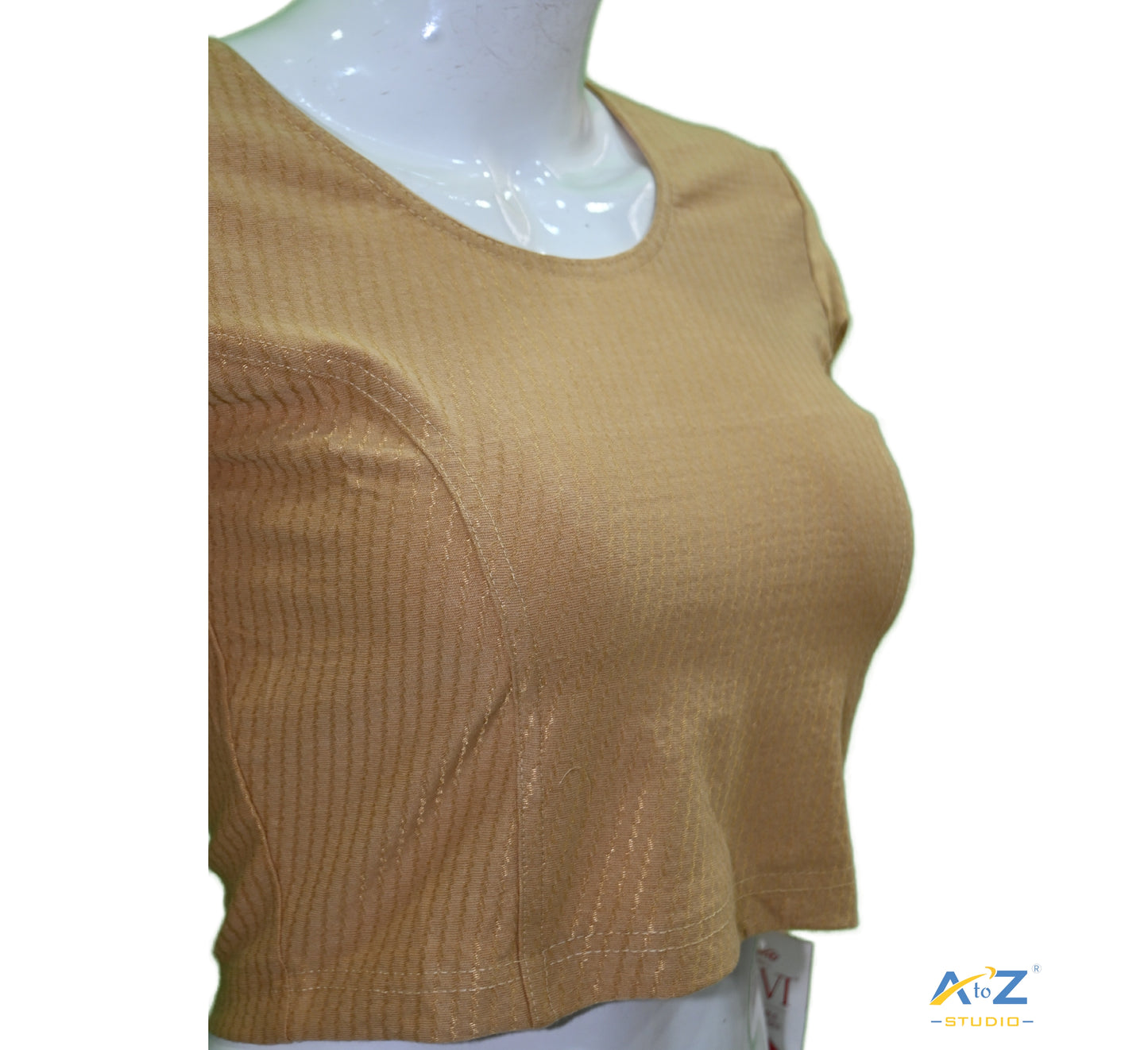 Chiku Cotton Lycra Blouse with Shiny Cross Lines