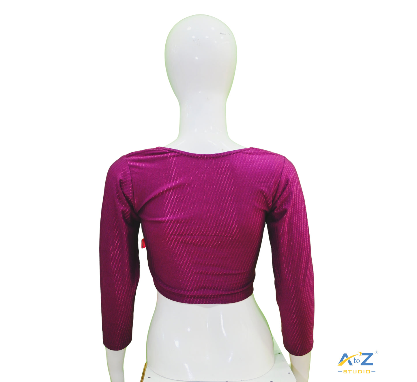 Magenta Cotton Lycra Blouse with Shiny Cross Lines