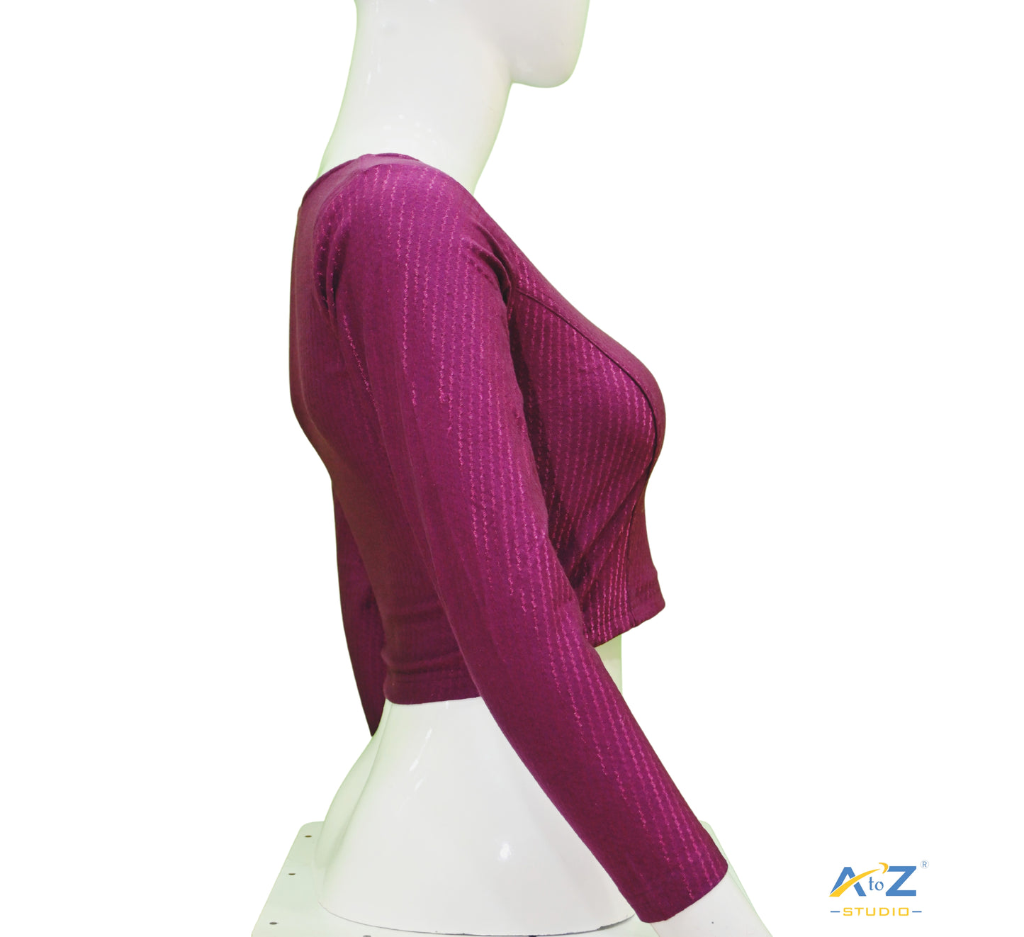 Magenta Cotton Lycra Blouse with Shiny Cross Lines