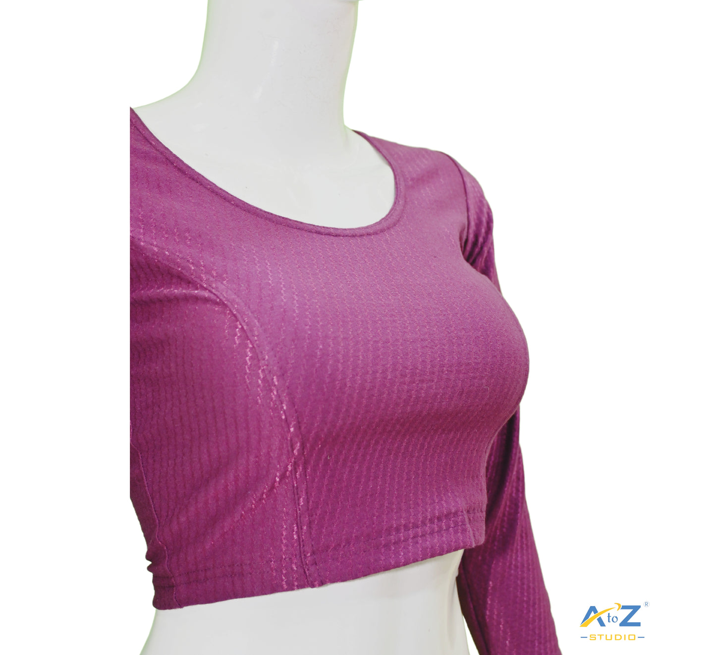 Magenta Cotton Lycra Blouse with Shiny Cross Lines