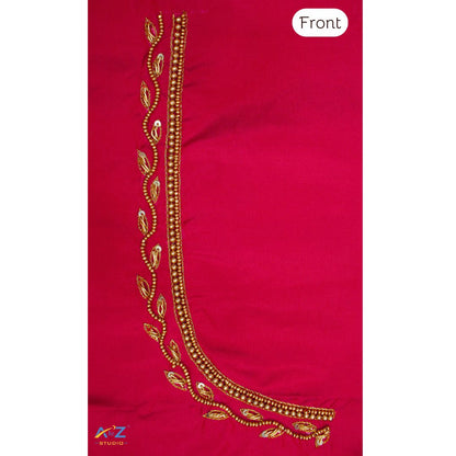 Rani Silk Blouse Piece With Aari Work