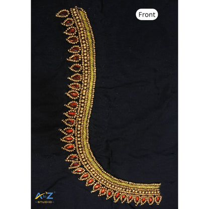 Black Silk Blouse Piece With Aari Work