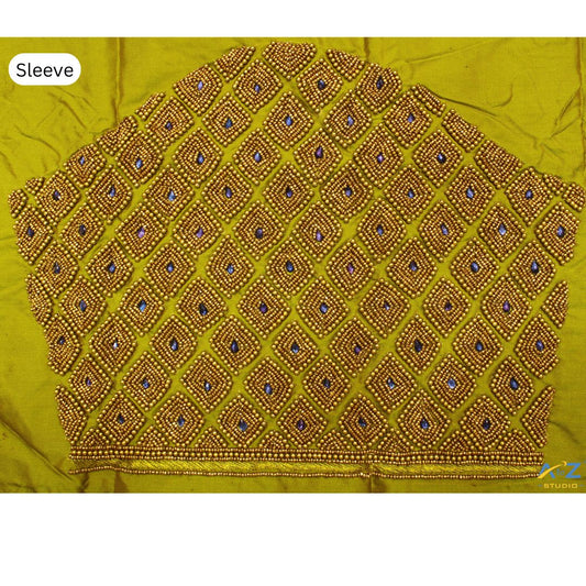 Dark Pear Silk Blouse Piece With Aari Work