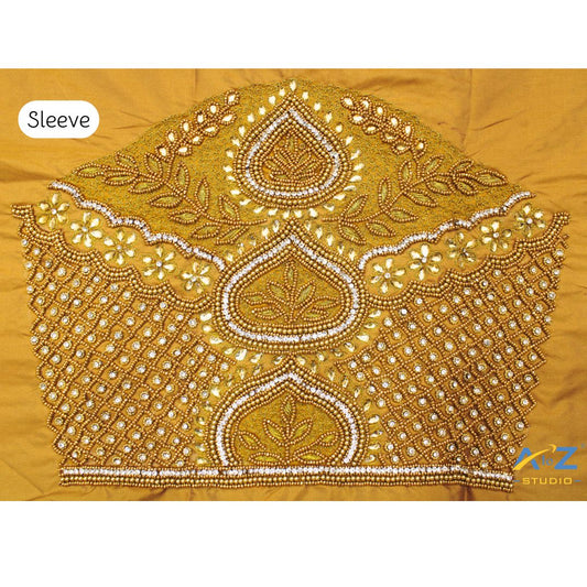 Copper Gold Silk Blouse Piece With Aari Work