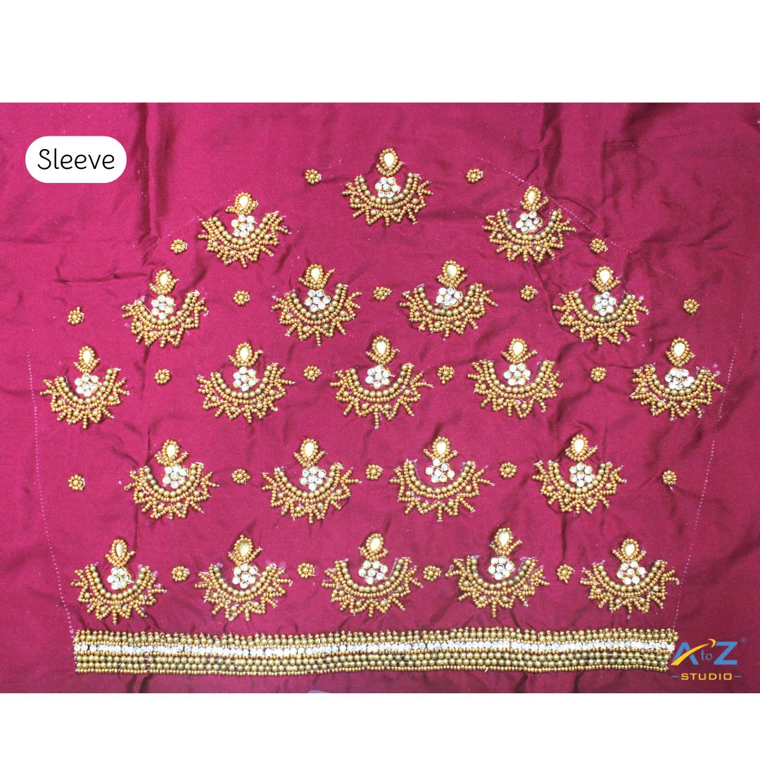 Light Wine Silk Blouse Piece With Aari Work