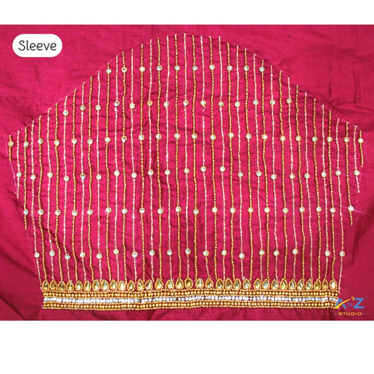 Magenta Silk Blouse Piece With Aari Work