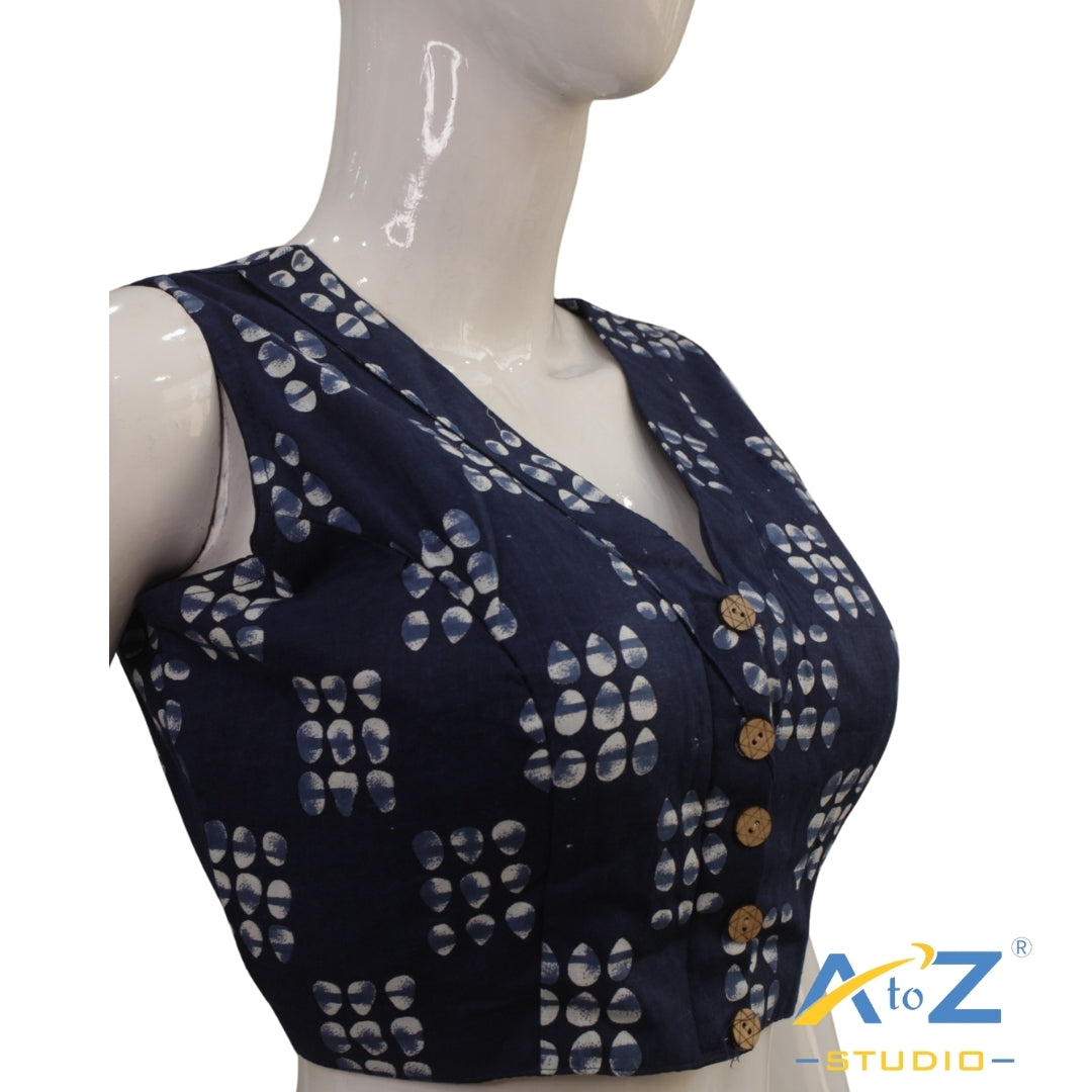 Navy blue Raindrop Cotton Blouse